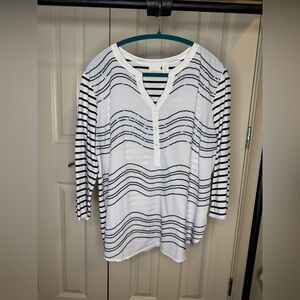 Chico’s blouse white/blue women size large
